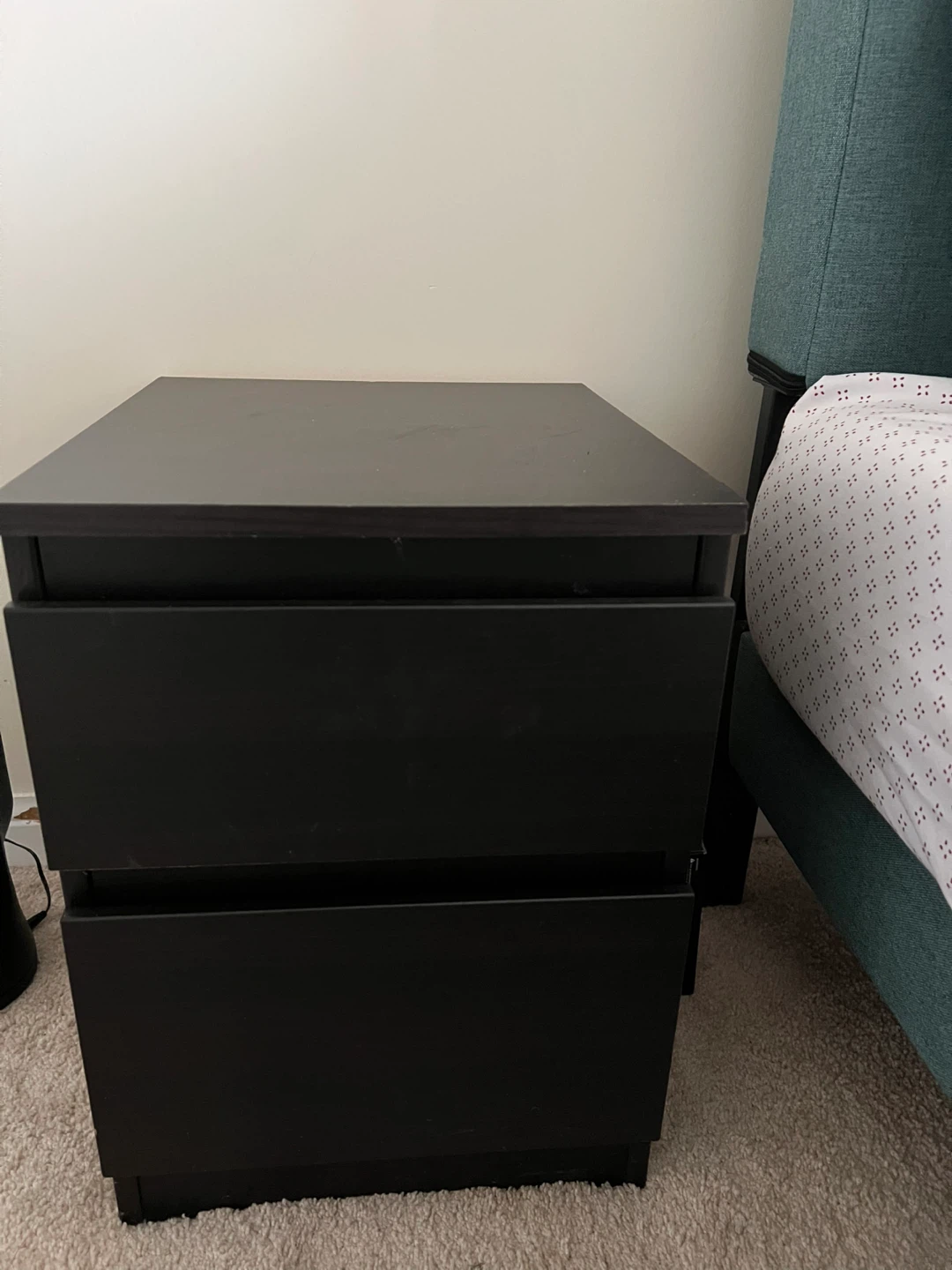 Dark Brown 2-Drawer Nightstand