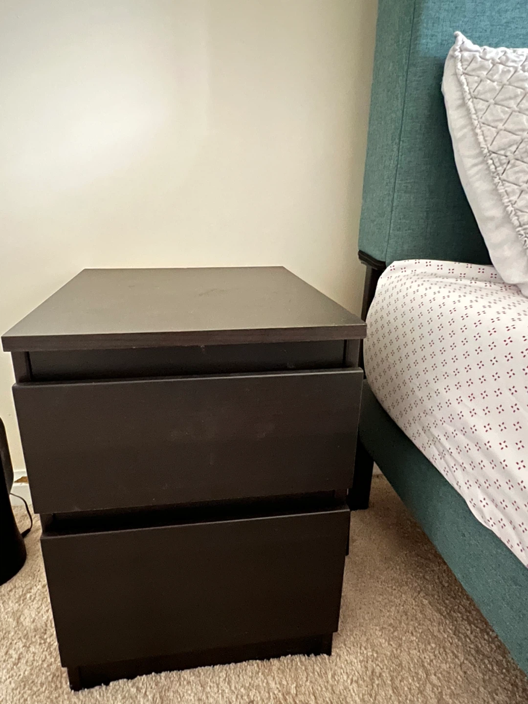 Dark Brown 2-Drawer Nightstand - photo 2