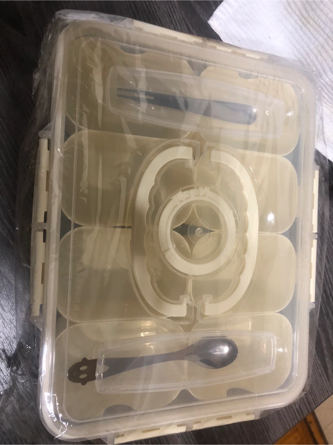 NEW-Divided Food Container with Spoon & Fork - photo 4