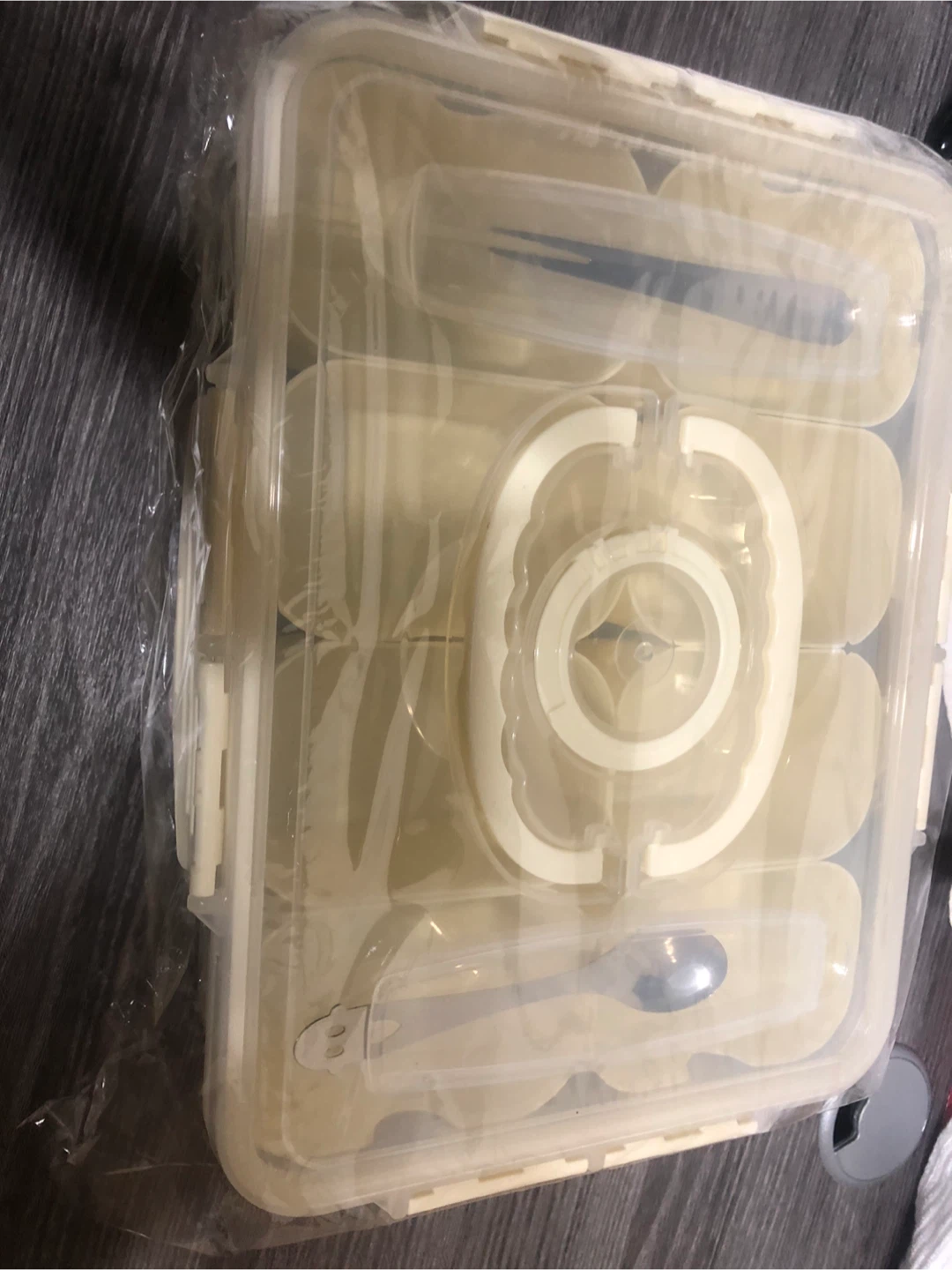 NEW-Divided Food Container with Spoon & Fork - photo 2