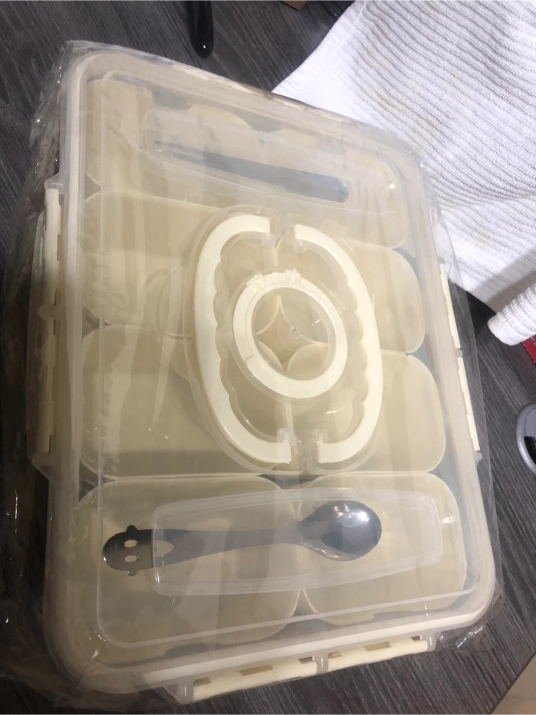 NEW-Divided Food Container with Spoon & Fork