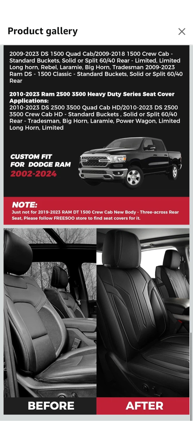 FREESOO Seat Covers – RAM 1500 / 2500 / 3500 - photo 5
