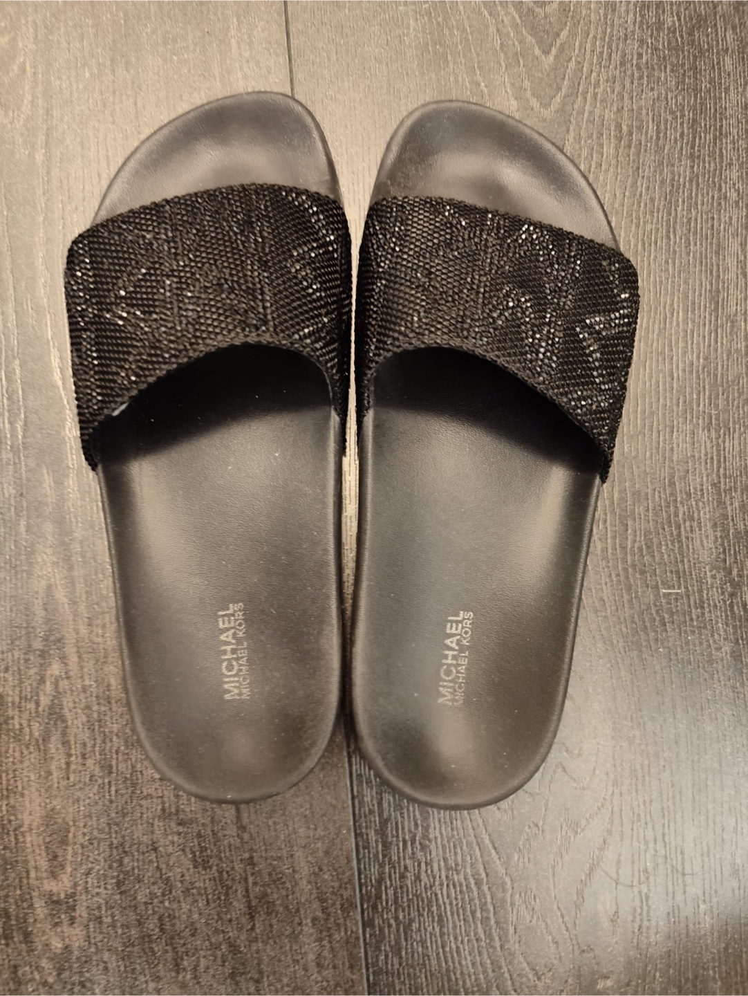 Michael Kors Black Embellished Slides