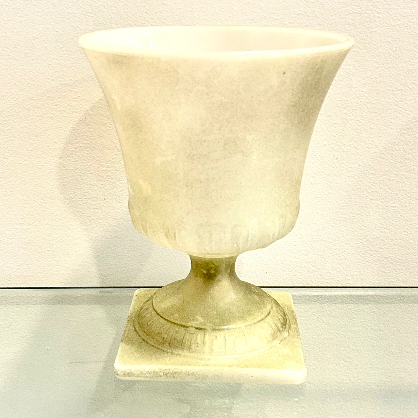 E.O. Brody MJ-43 Milk Glass Pedestal Vase J-2519 Greek Key