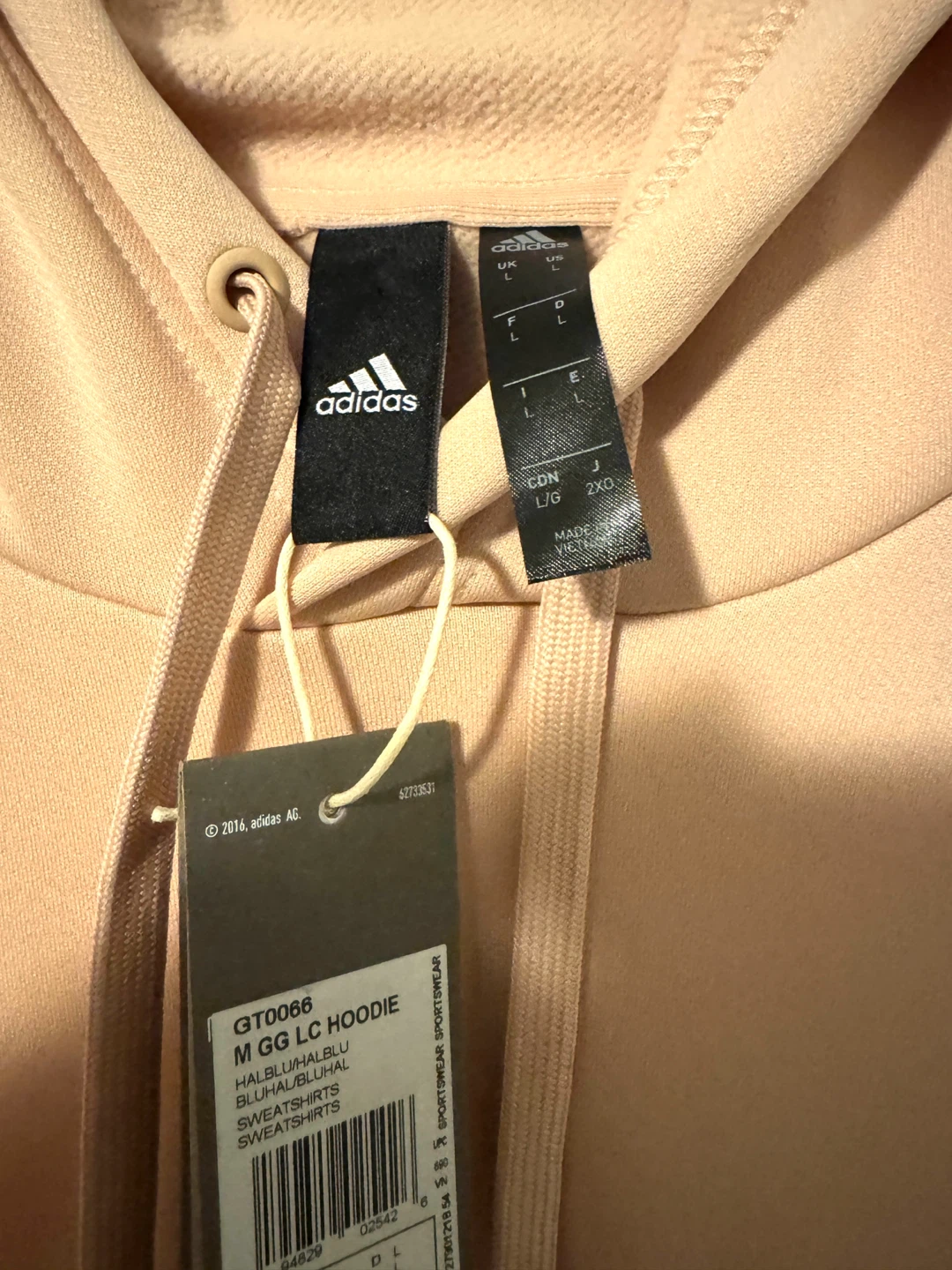 Adidas M GG LC Hoodie - L/G - Peach - New with Tags - photo 4