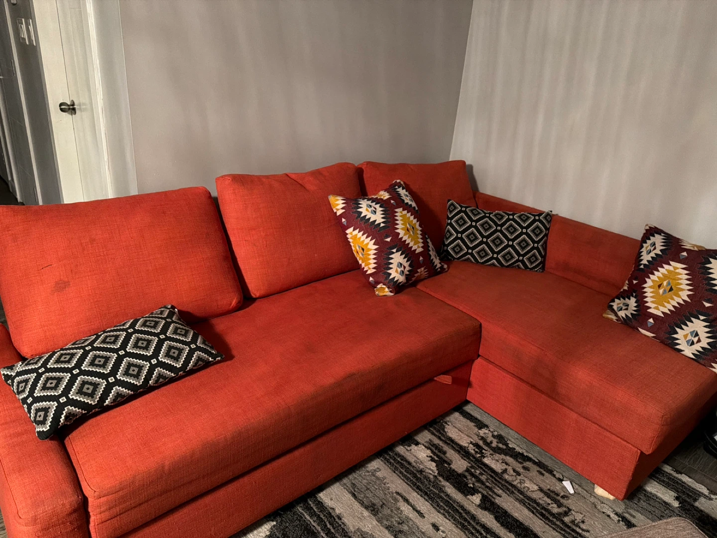 Orange Sleeper Sectional Sofa with Storage - photo 2