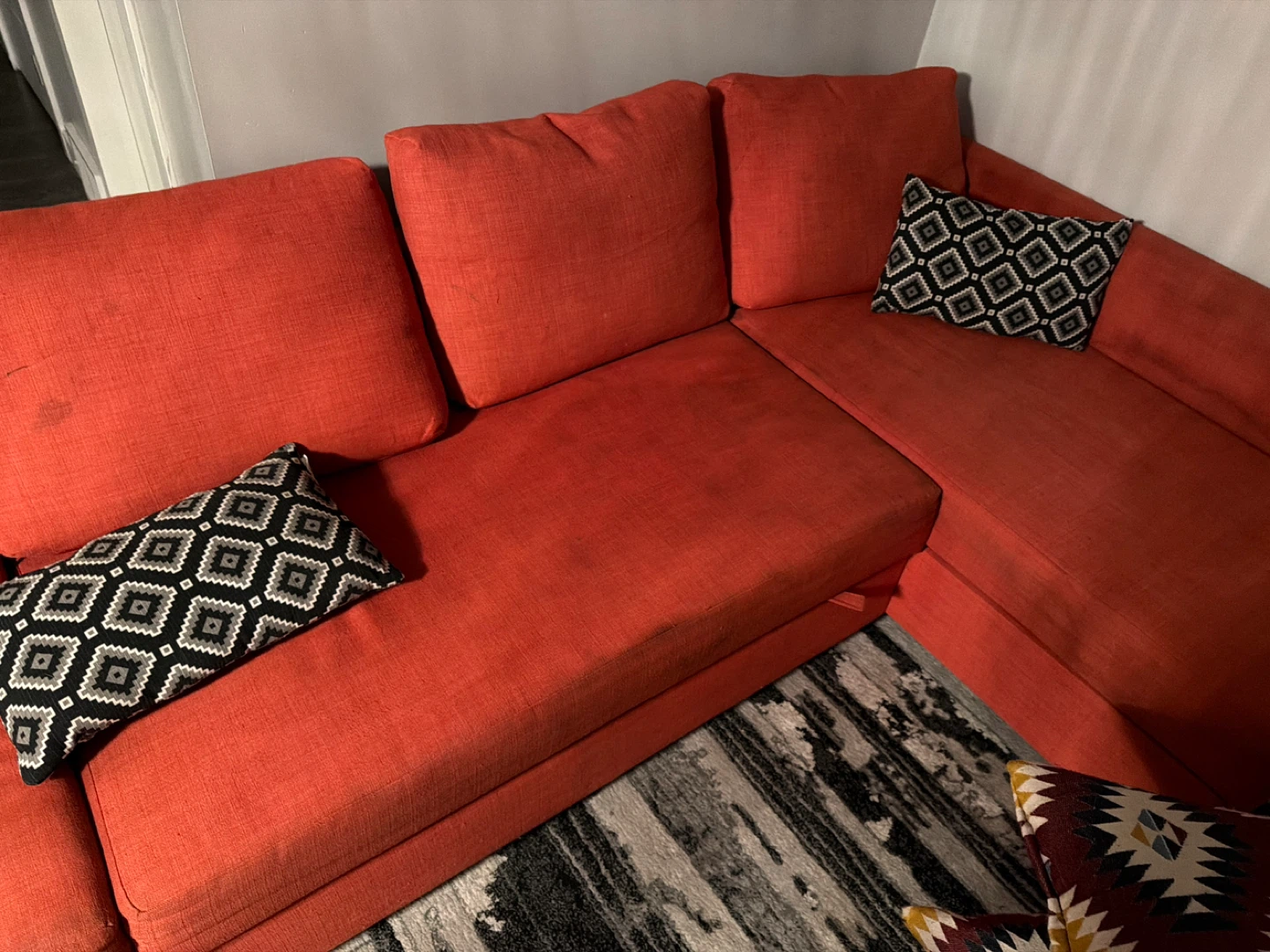 Orange Sleeper Sectional Sofa with Storage - photo 3