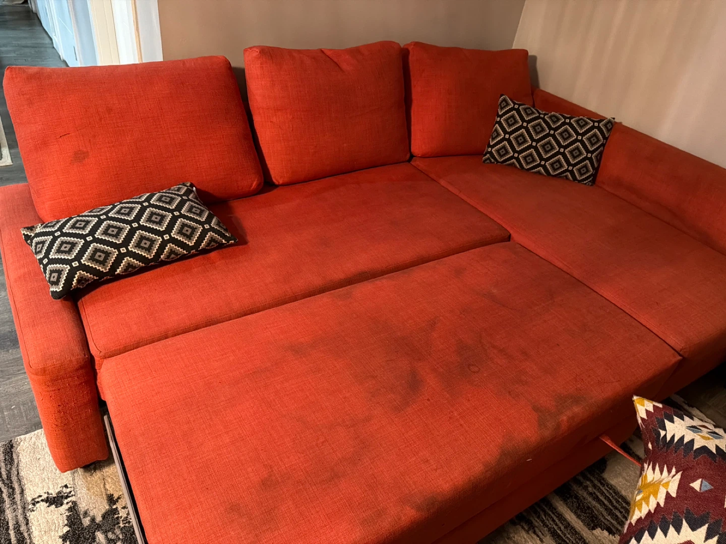 Orange Sleeper Sectional Sofa with Storage - photo 4