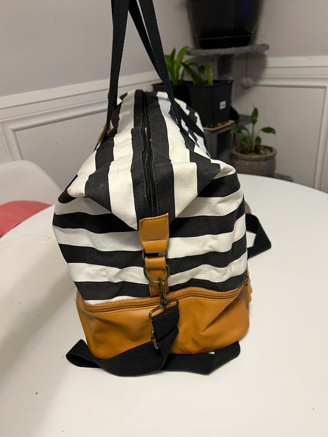 Striped Duffle Bag - Black and White - photo 3
