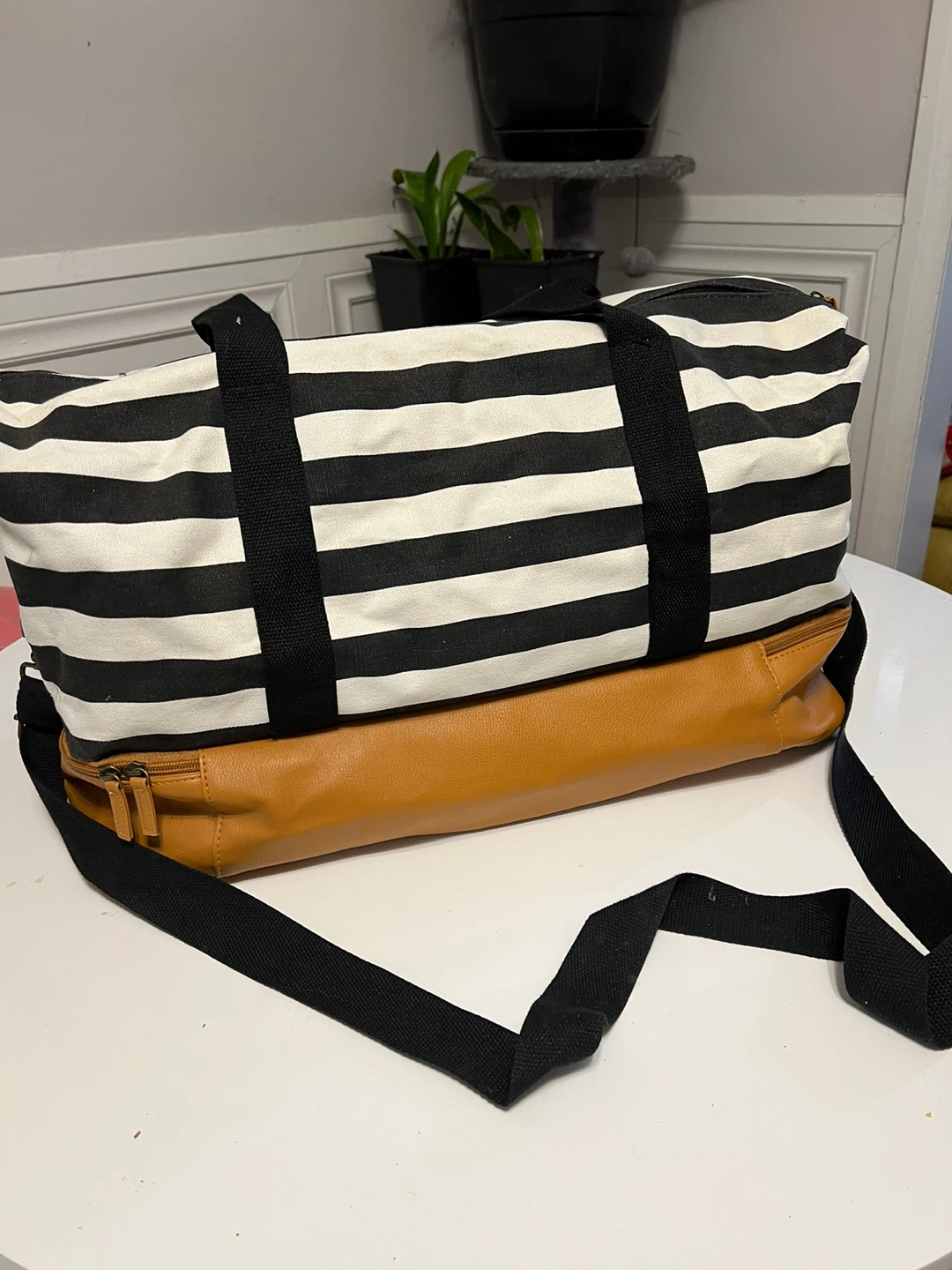 Striped Duffle Bag - Black and White - photo 2