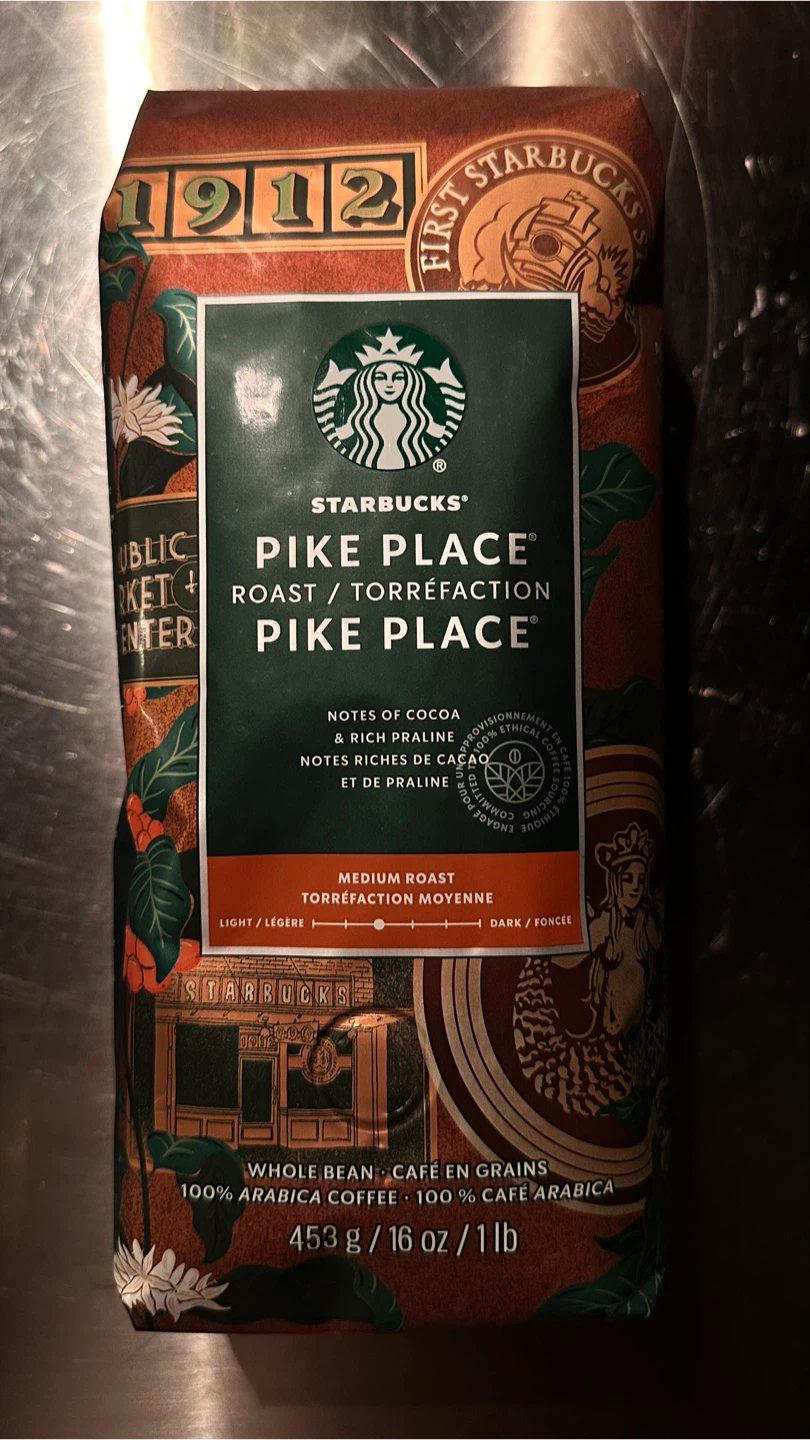 1lb Starbucks Pike Place Whole Bean Coffee