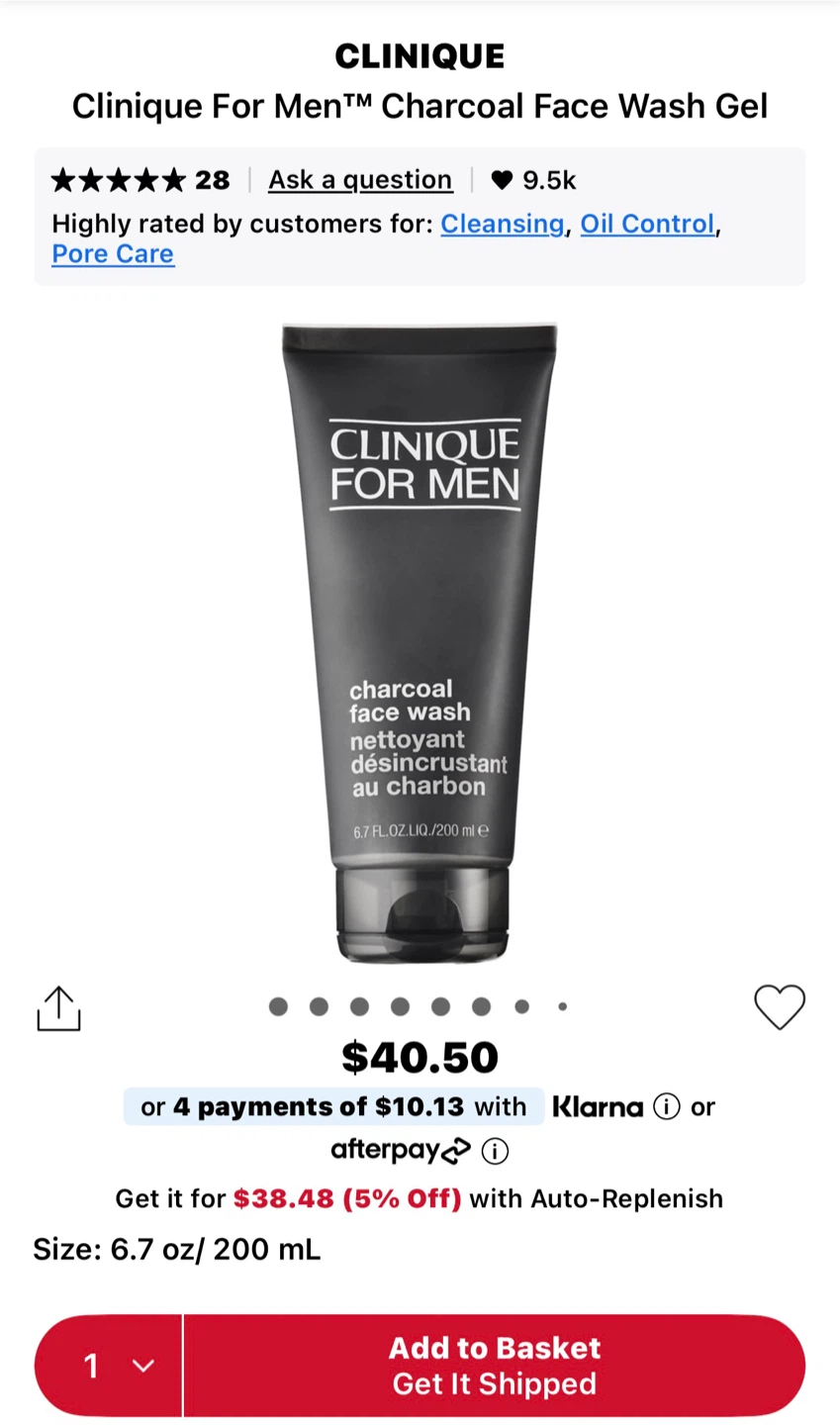 Clinique For Men Charcoal Face Wash Gel - photo 2