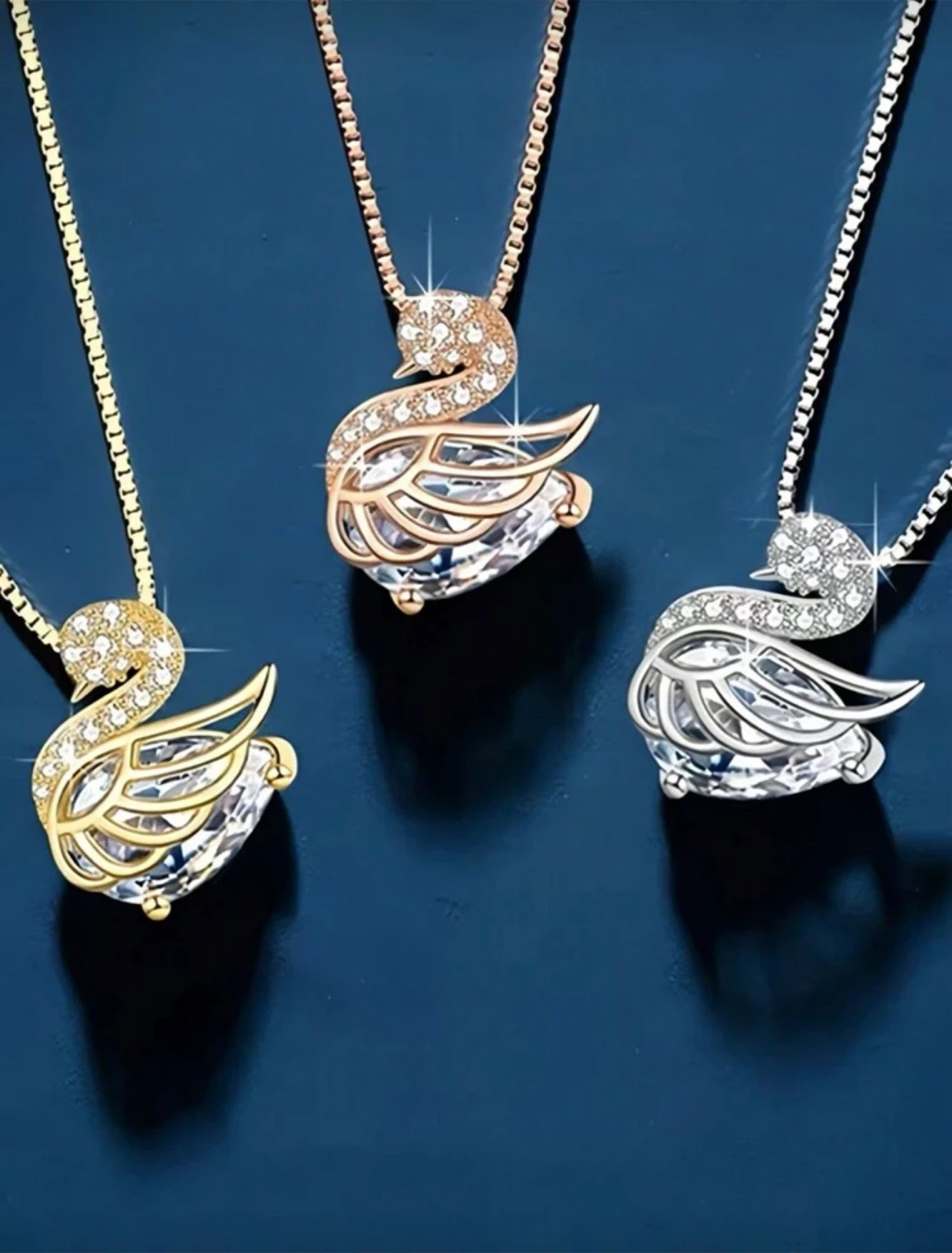 Swarovski Swan Pendant Necklace - Sterling Silver - photo 2