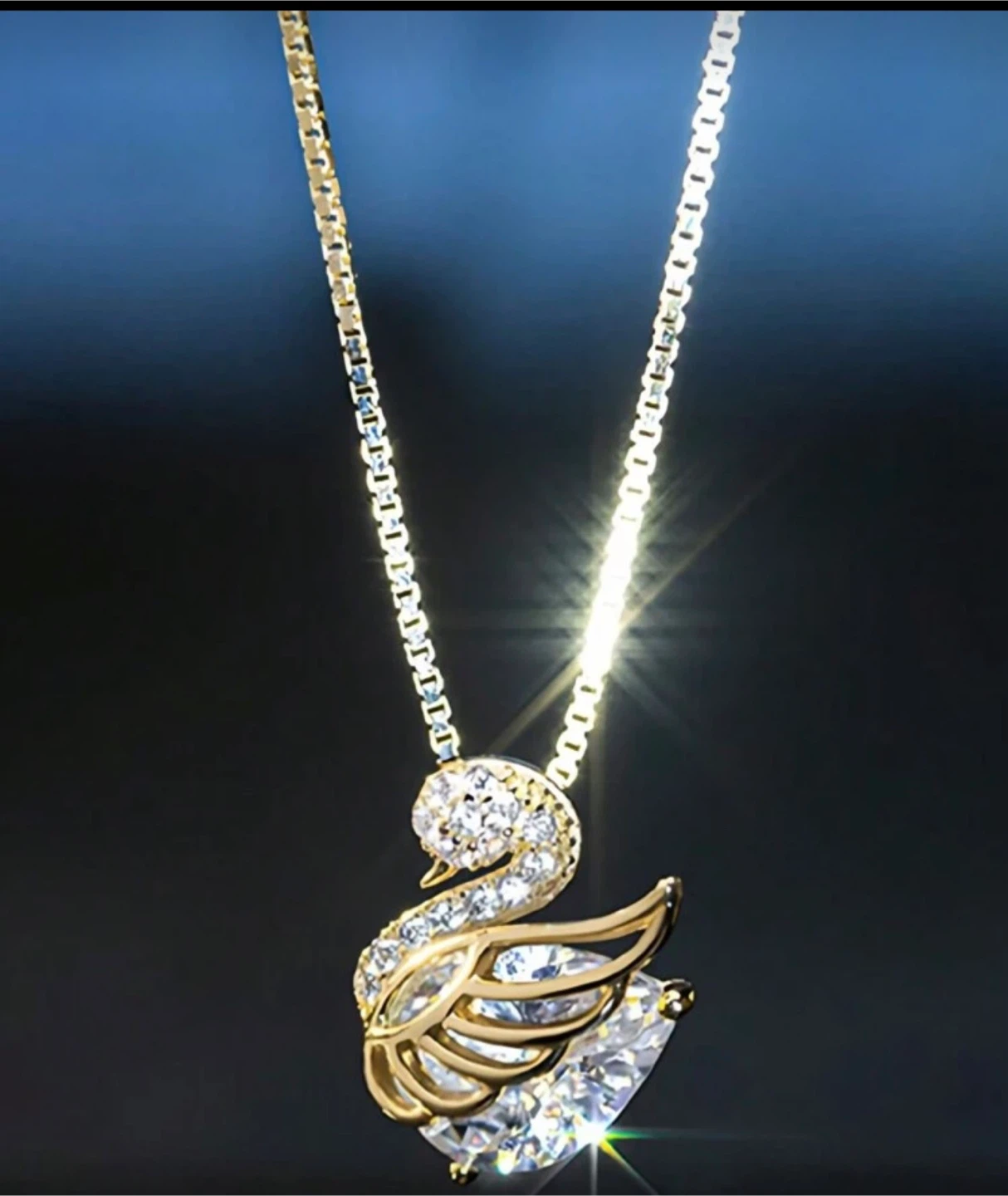 Swarovski Swan Pendant Necklace - Sterling Silver
