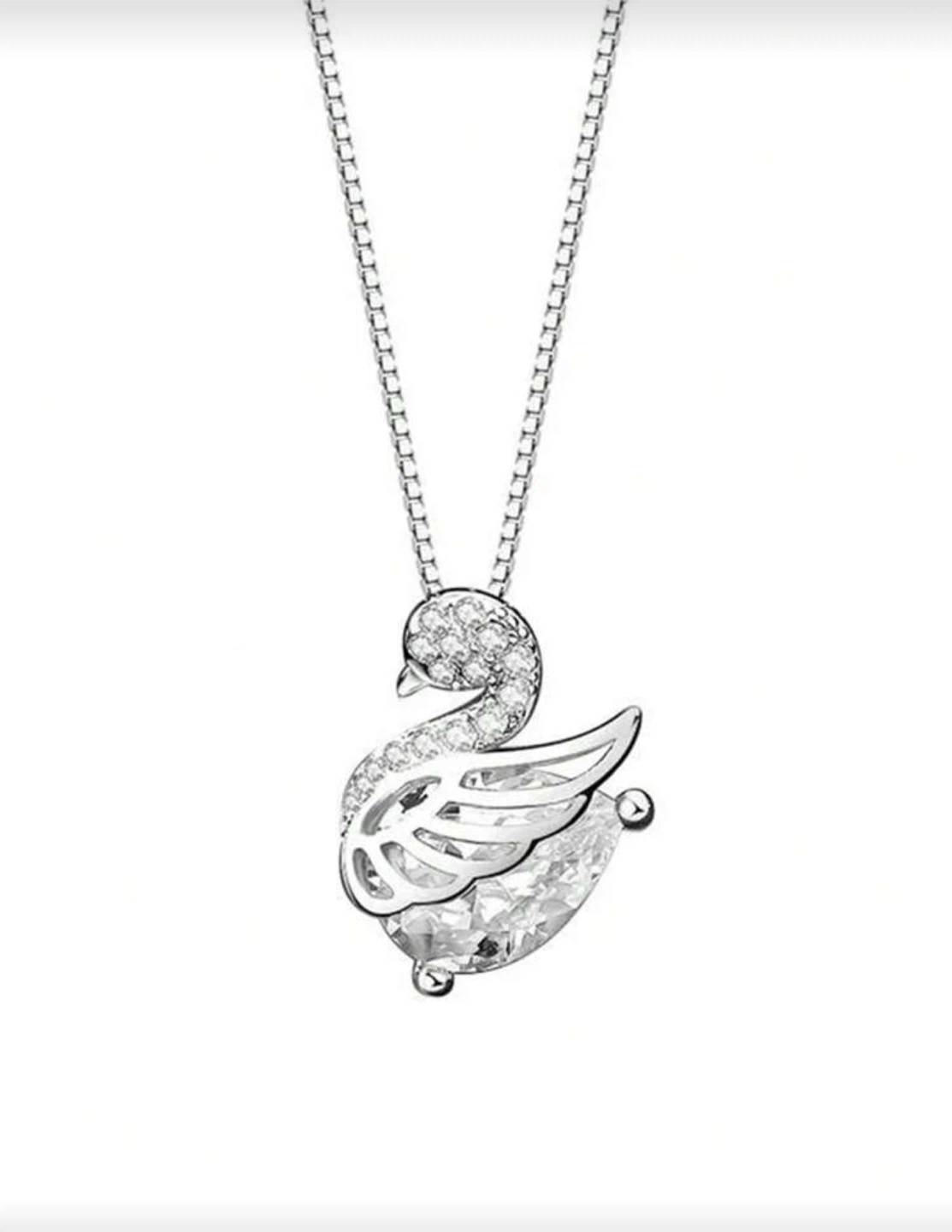 Swarovski Swan Pendant Necklace - Sterling Silver - photo 4
