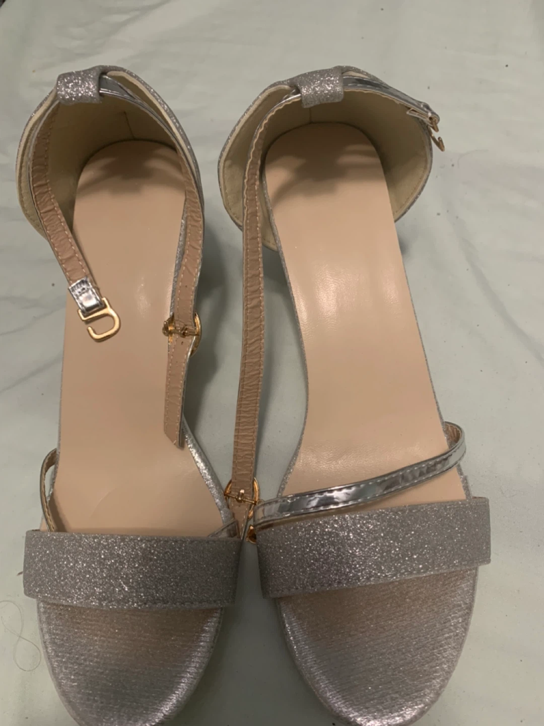 Silver Glitter Heels - Size US 9