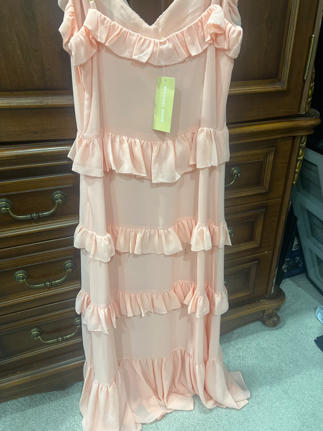 Michael Kors Pink Ruffle Maxi Dress