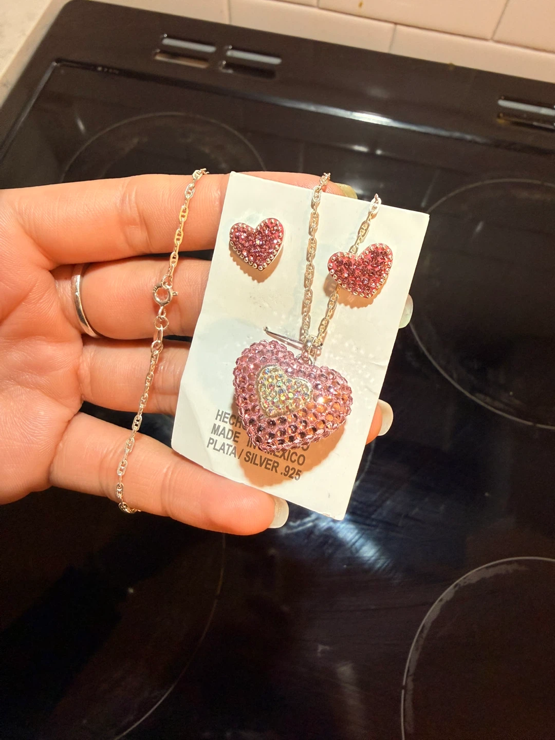 Heart Pendant Necklace & Earrings Set