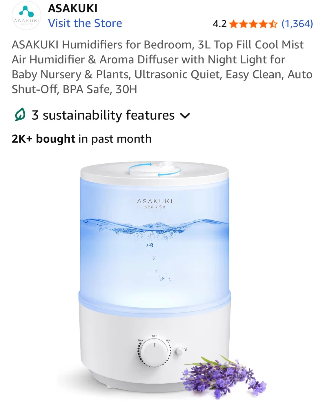 Moving Sale! ASAKUKI Humidifier - photo 3