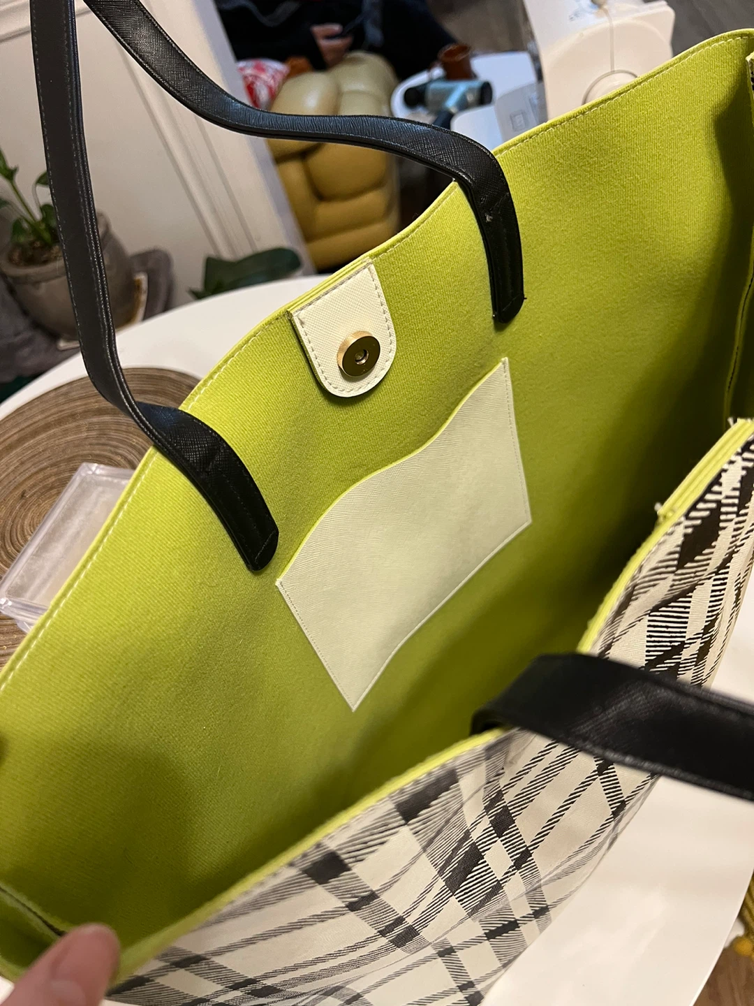 Plaid Tote Bag with Black Straps - New - photo 2