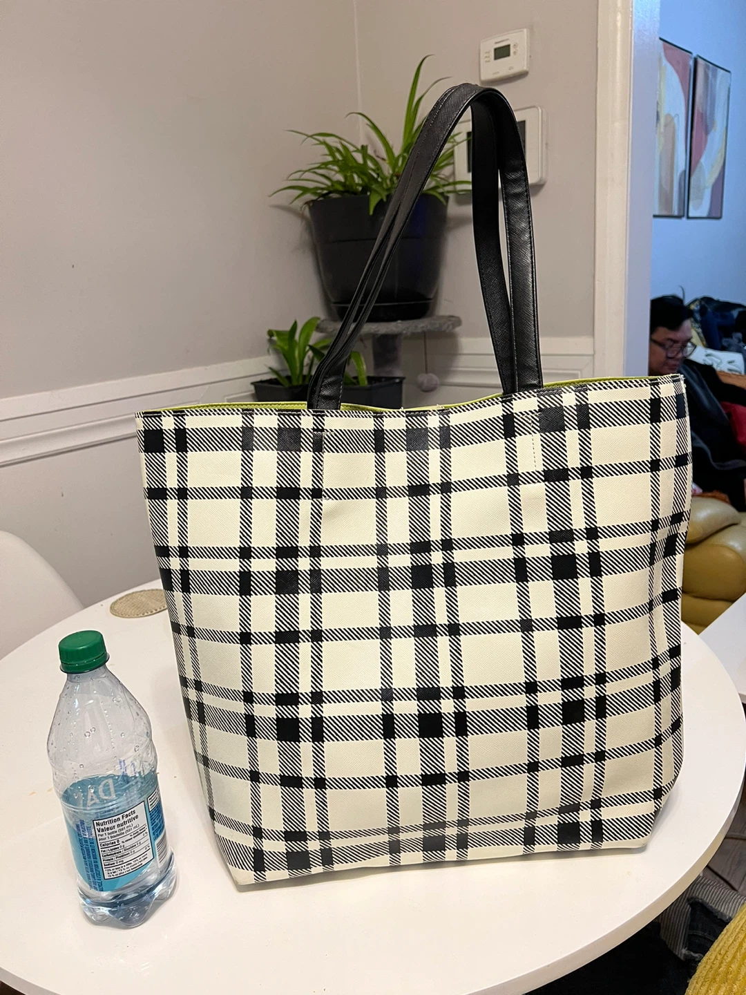 Plaid Tote Bag with Black Straps - New - photo 3