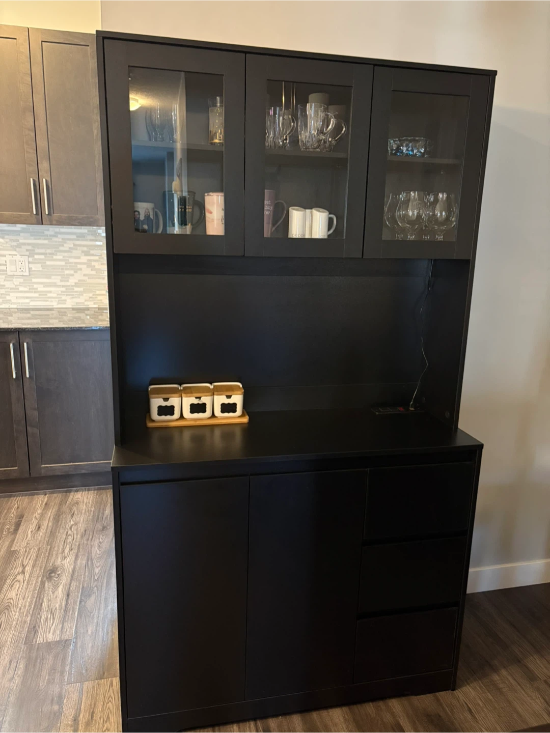 Black Hutch with Glass Cabinets - photo 2