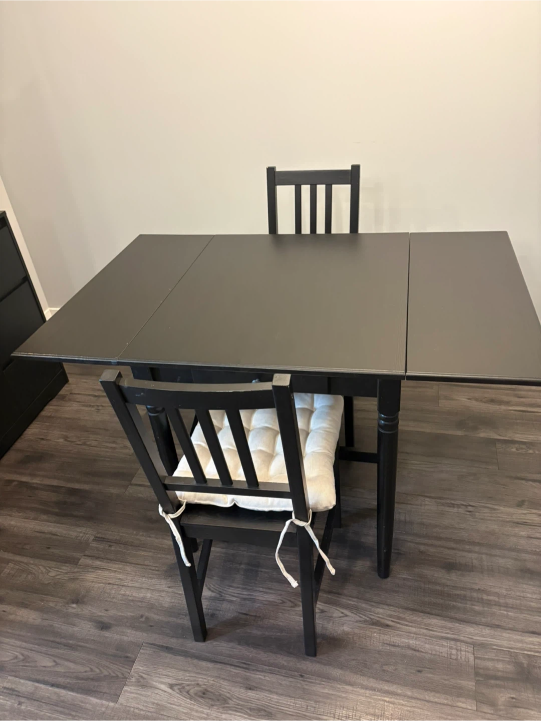 Black Drop Leaf Dining Table with 2 Chairs - photo 3