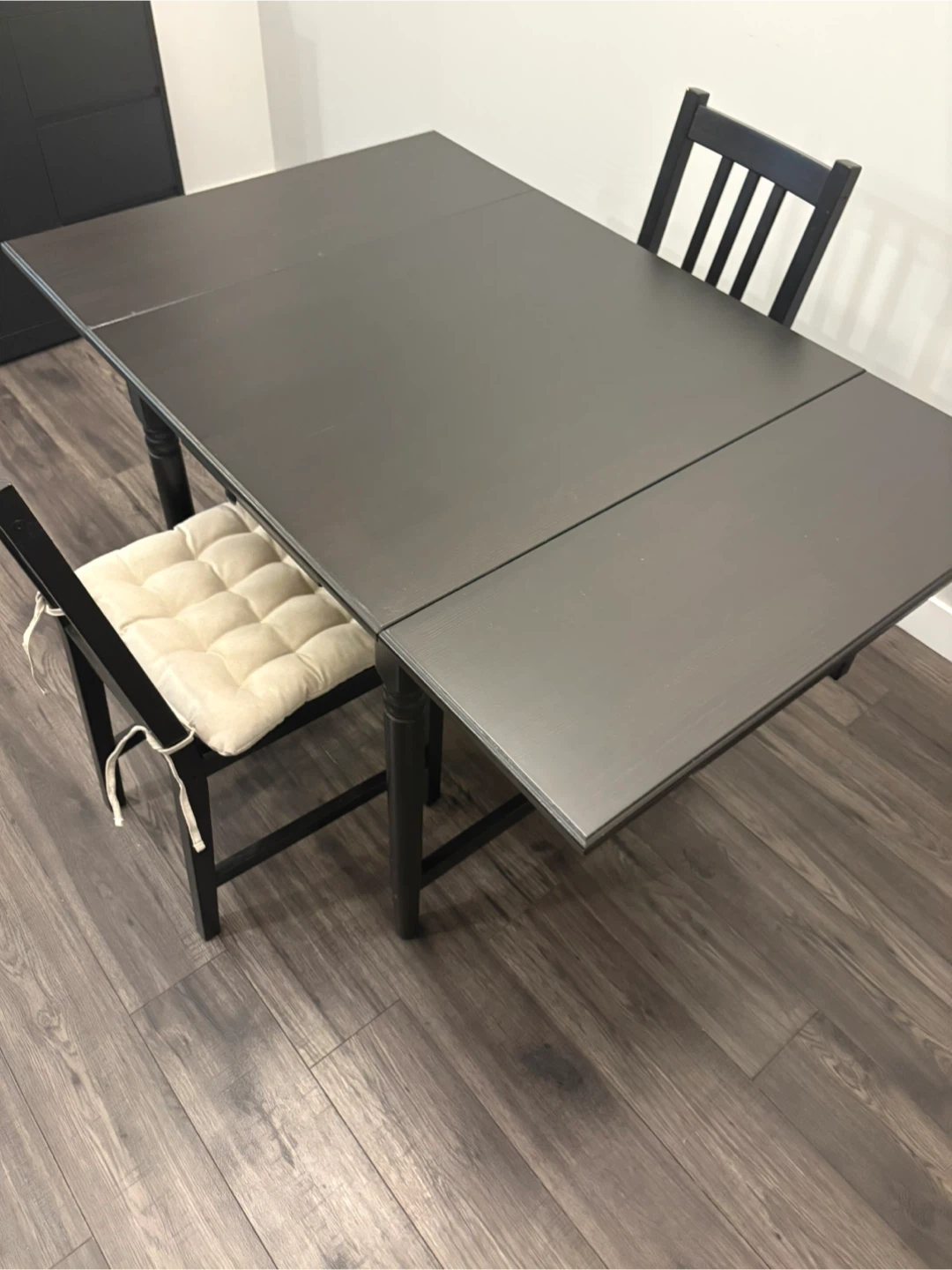Black Drop Leaf Dining Table with 2 Chairs - photo 2