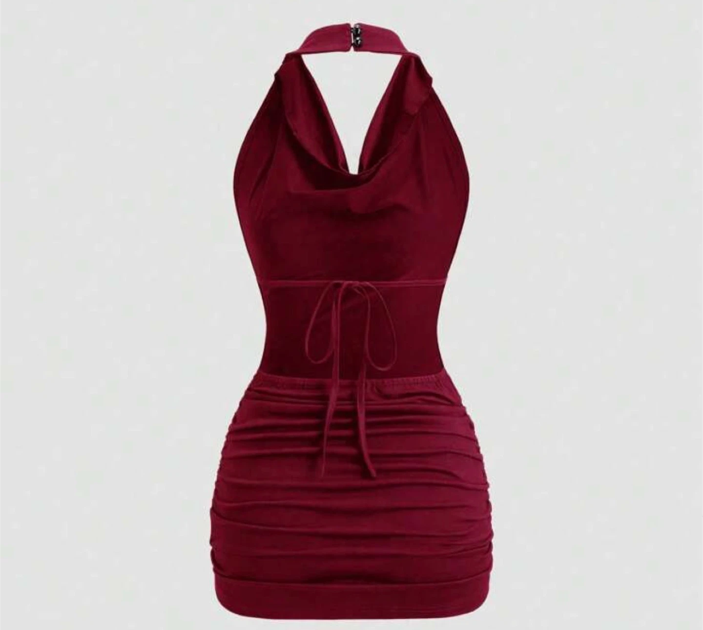 Burgundy Halter Mini Dress - photo 3