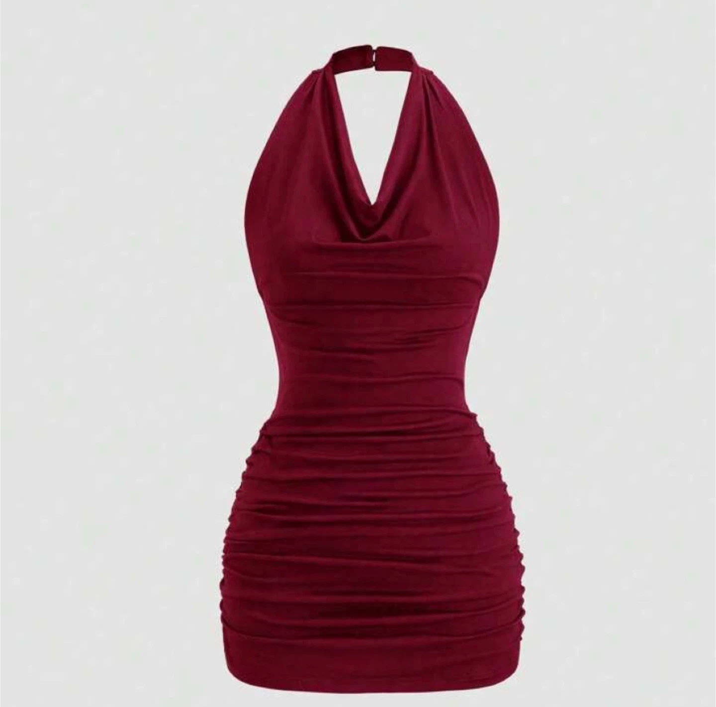 Burgundy Halter Mini Dress - photo 2