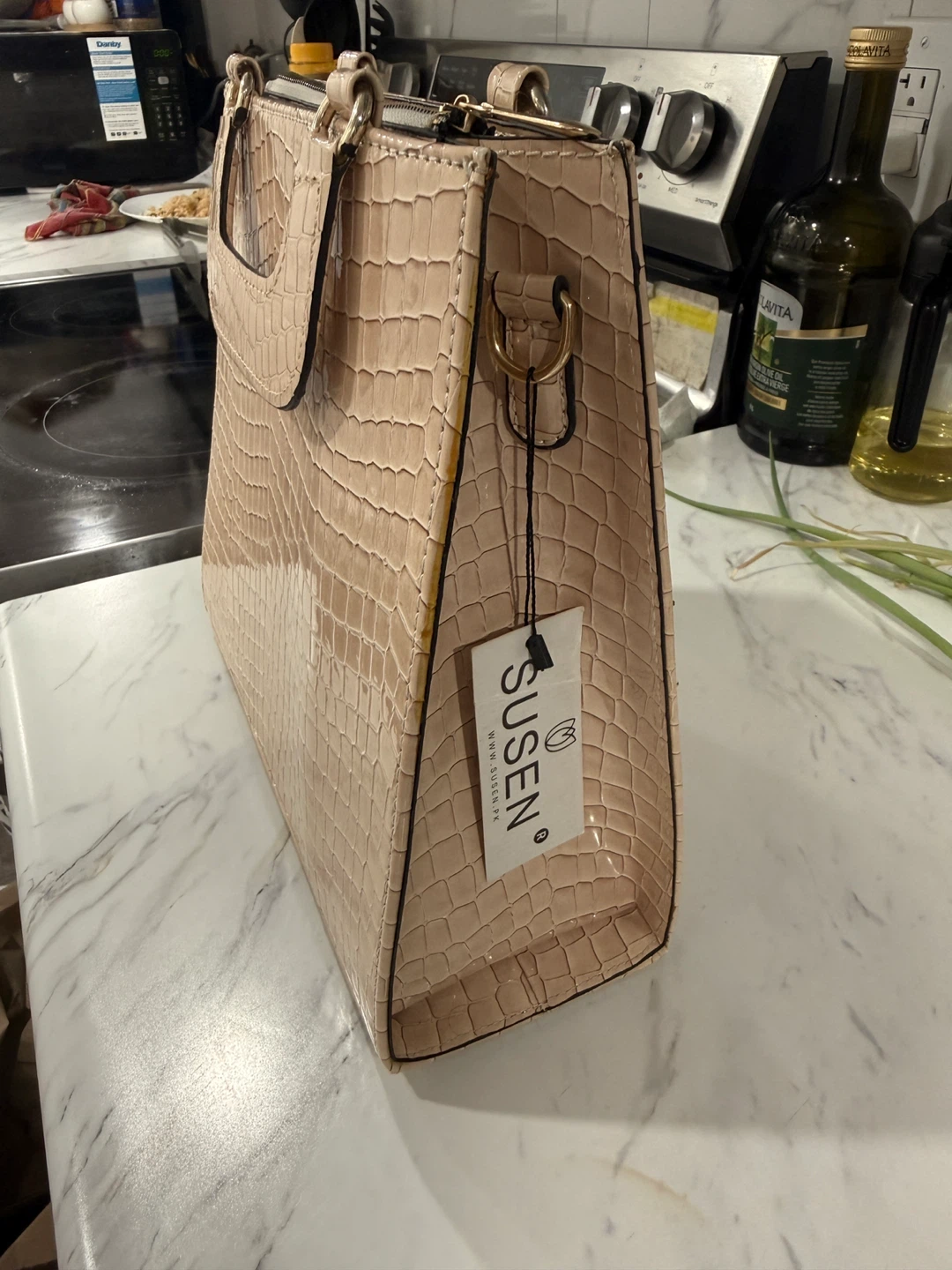 SUSEN Beige Croc Tote Bag - photo 2