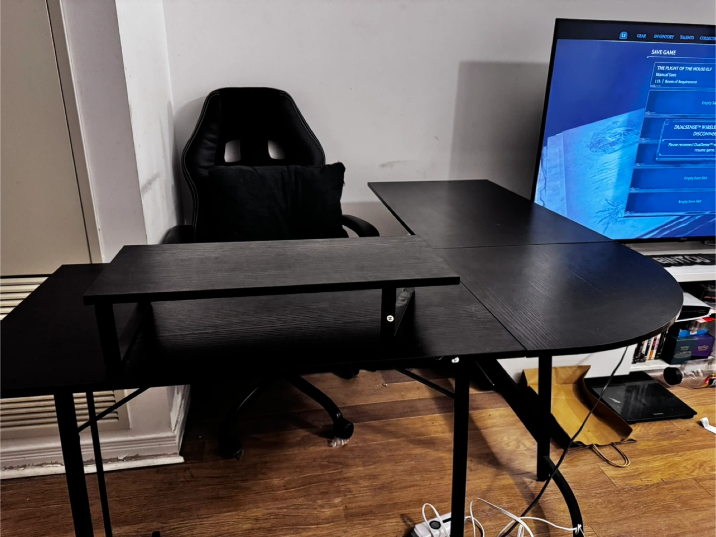 Black L-Shaped Gaming Desk