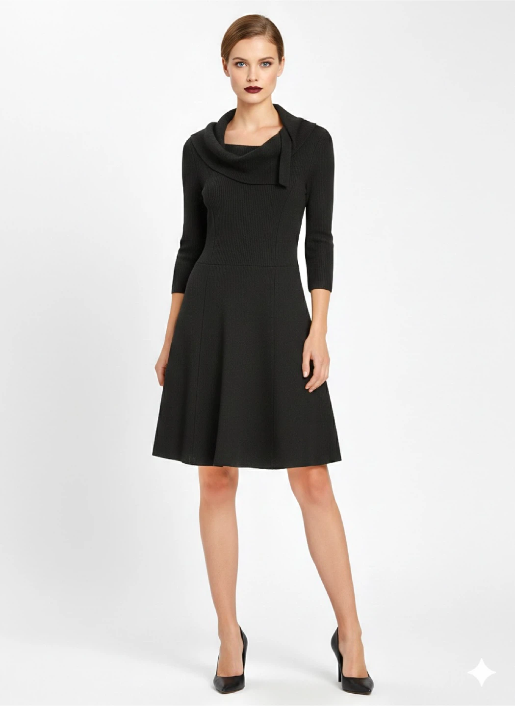 Black Rib Knit Midi Dress - photo 2
