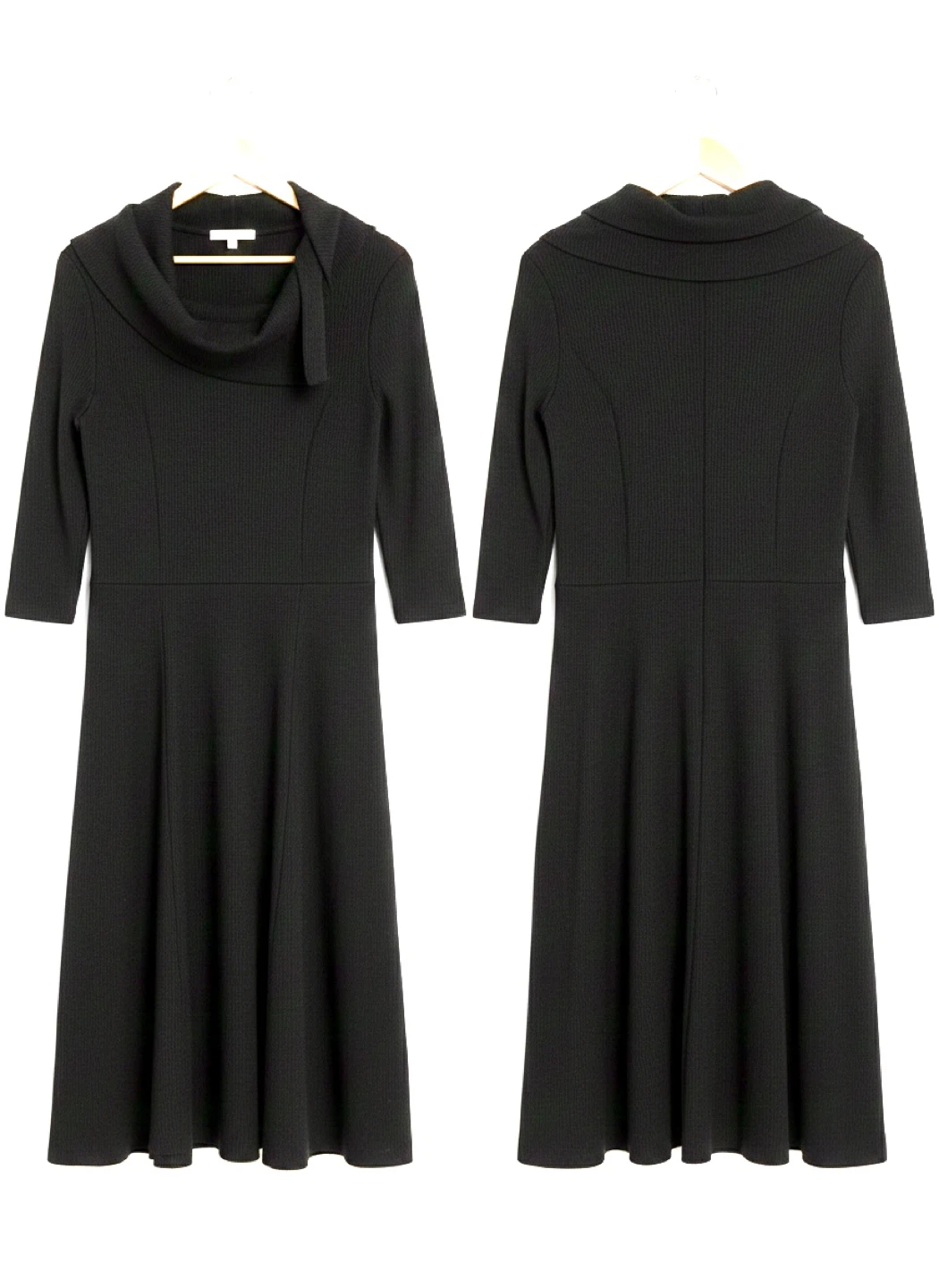 Black Rib Knit Midi Dress