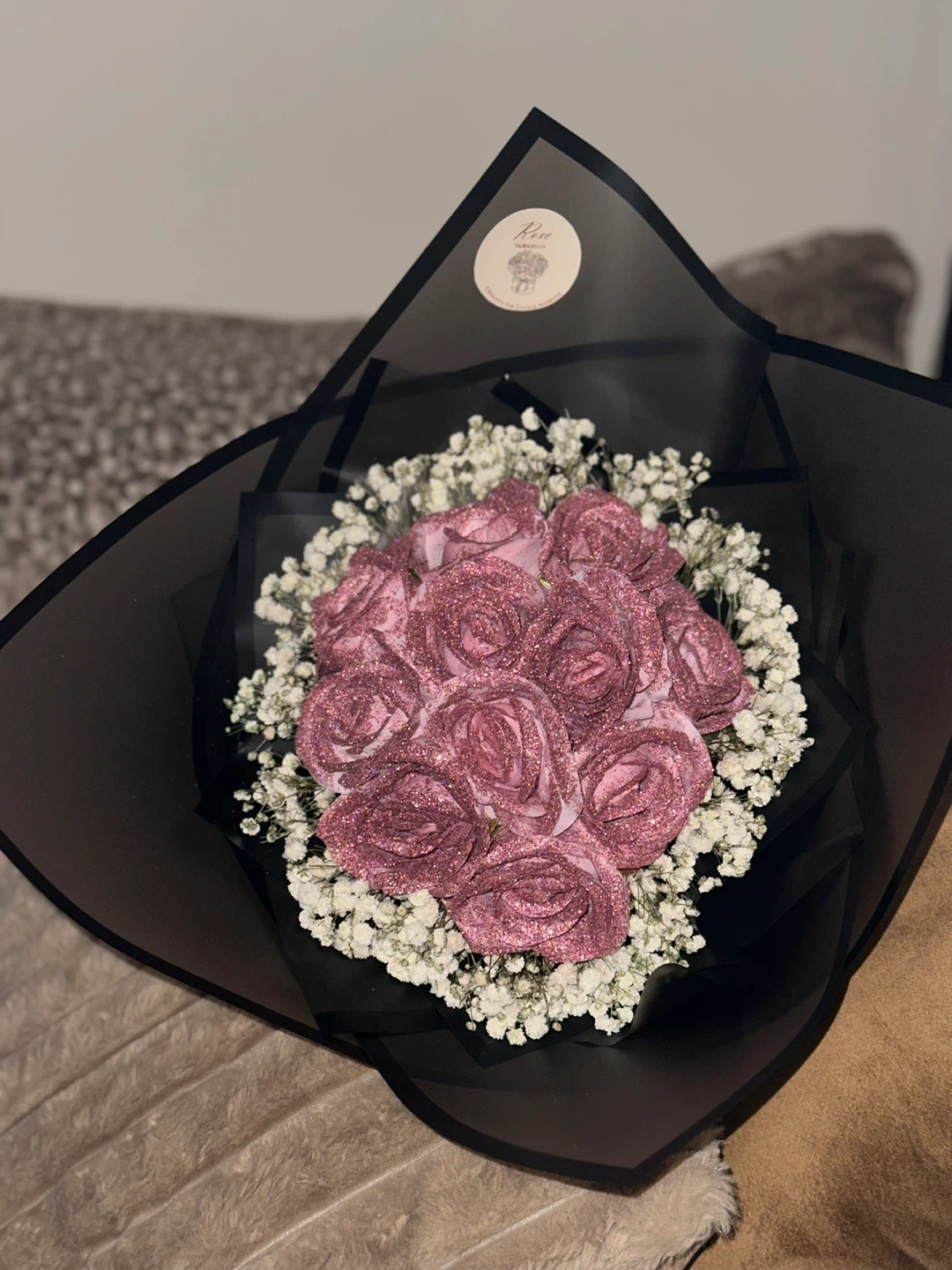 Faux flower glitter bouquet pink - photo 4