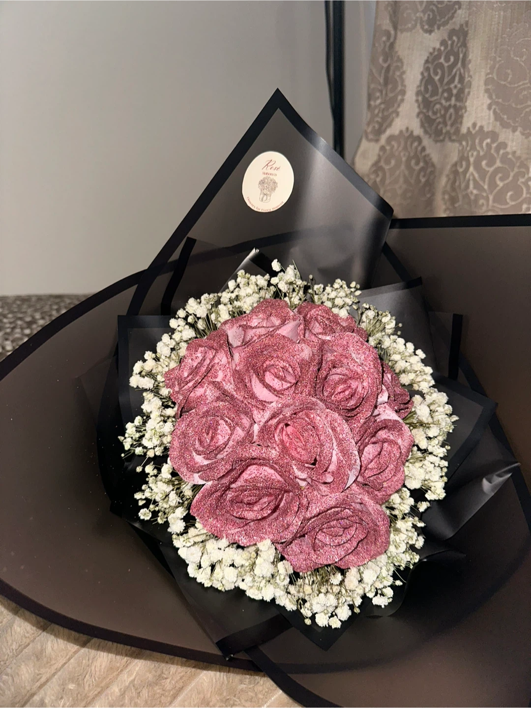 Faux flower glitter bouquet pink - photo 2