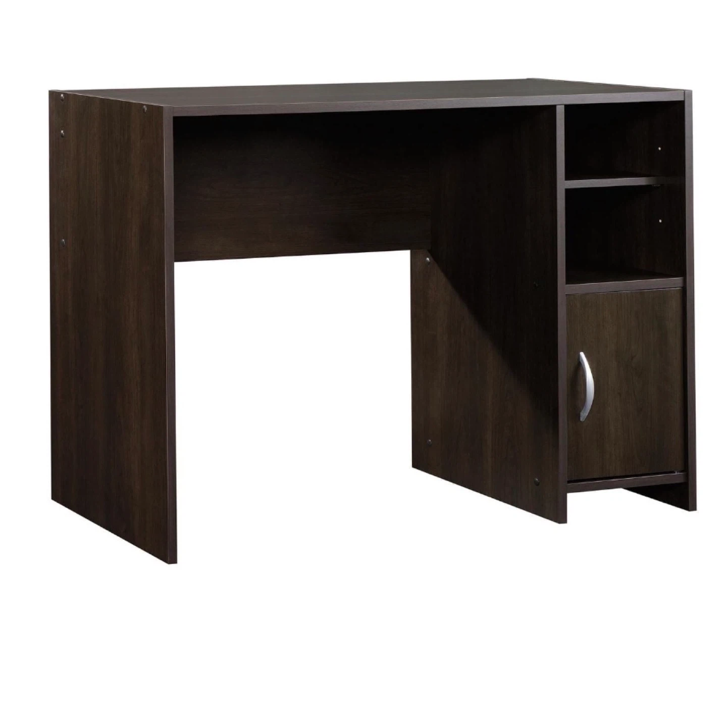 Dark Brown Wooden Desk with Shelves