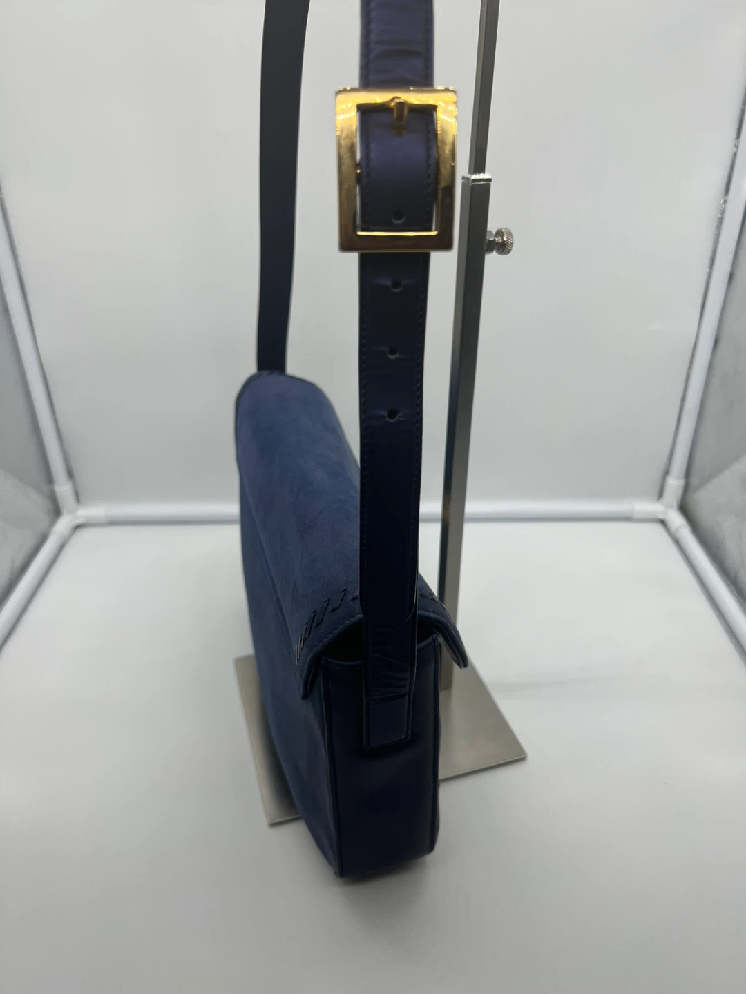 ST. JOHN Vintage Purple Blue Suede Shoulder Bag - photo 5