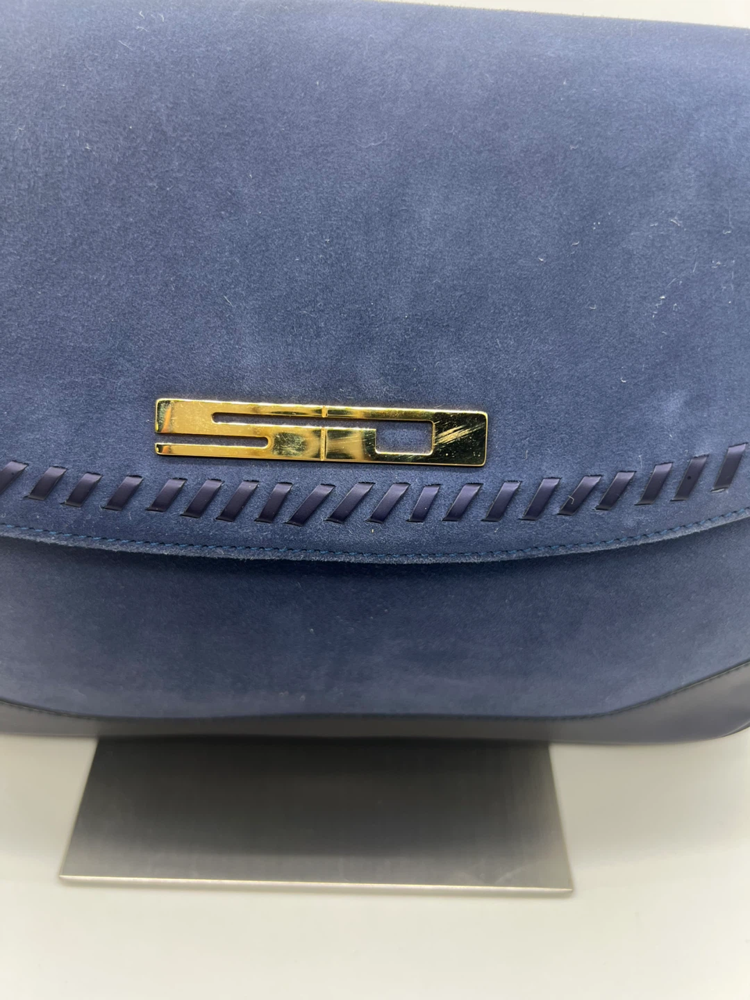 ST. JOHN Vintage Purple Blue Suede Shoulder Bag - photo 2