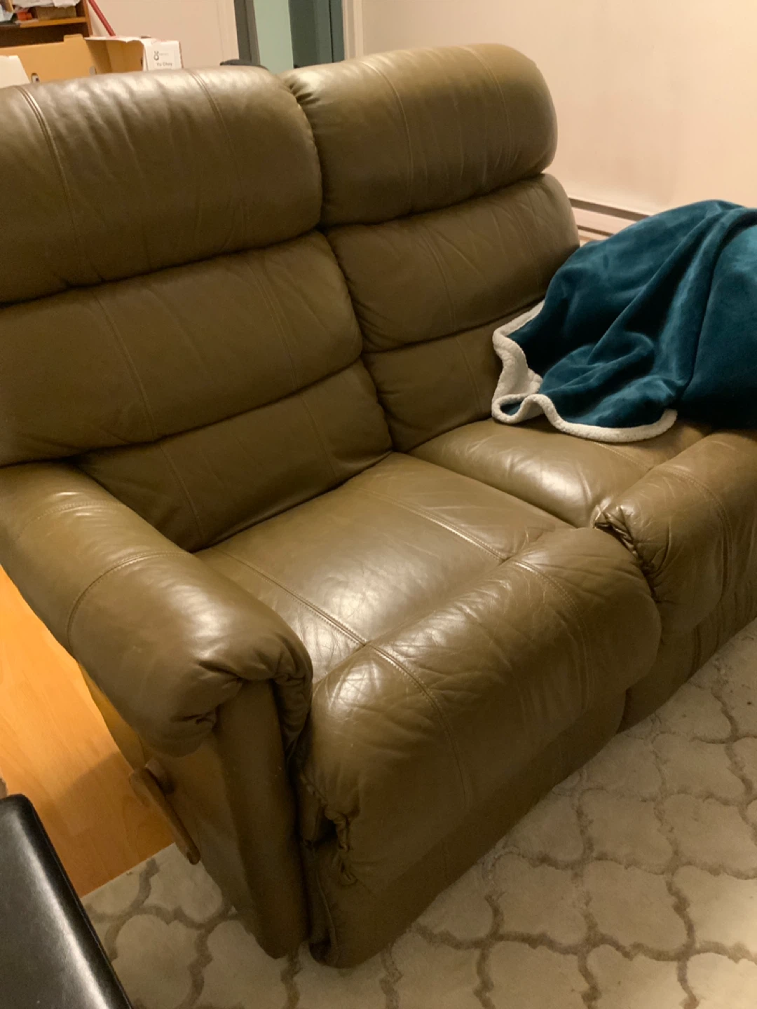 Brown Leather Double Recliner Sofa