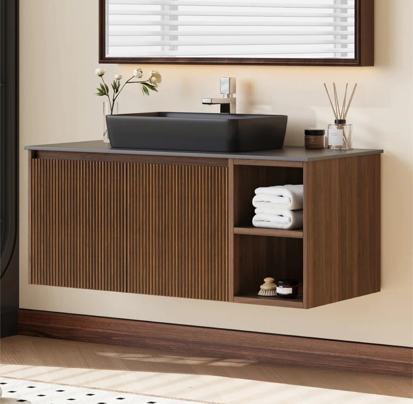 Bathroom Vanity with Black Sink