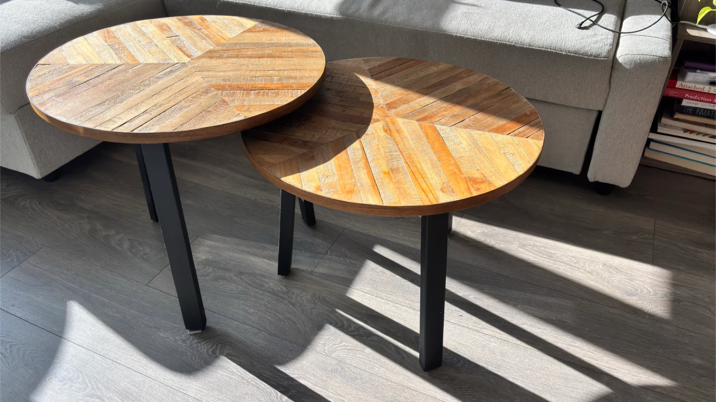 Nesting Round Side Tables - Wood & Metal