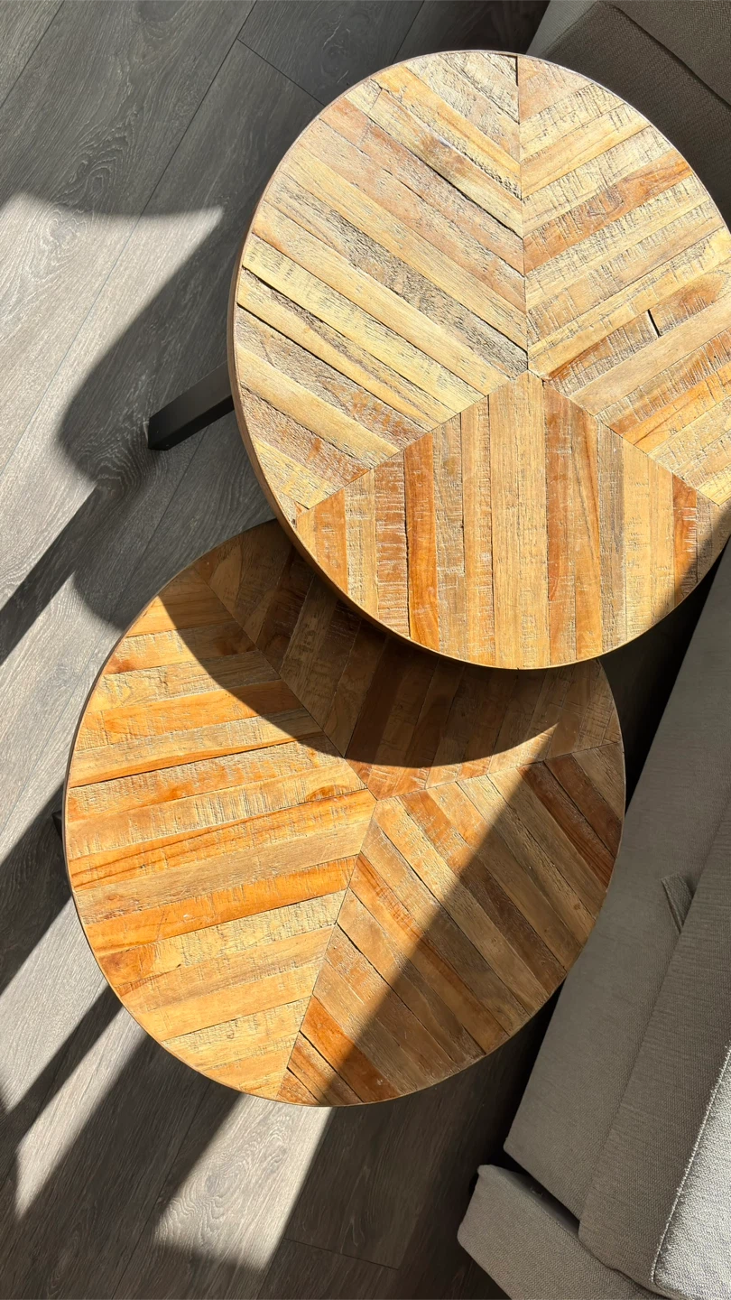 Nesting Round Side Tables - Wood & Metal - photo 2