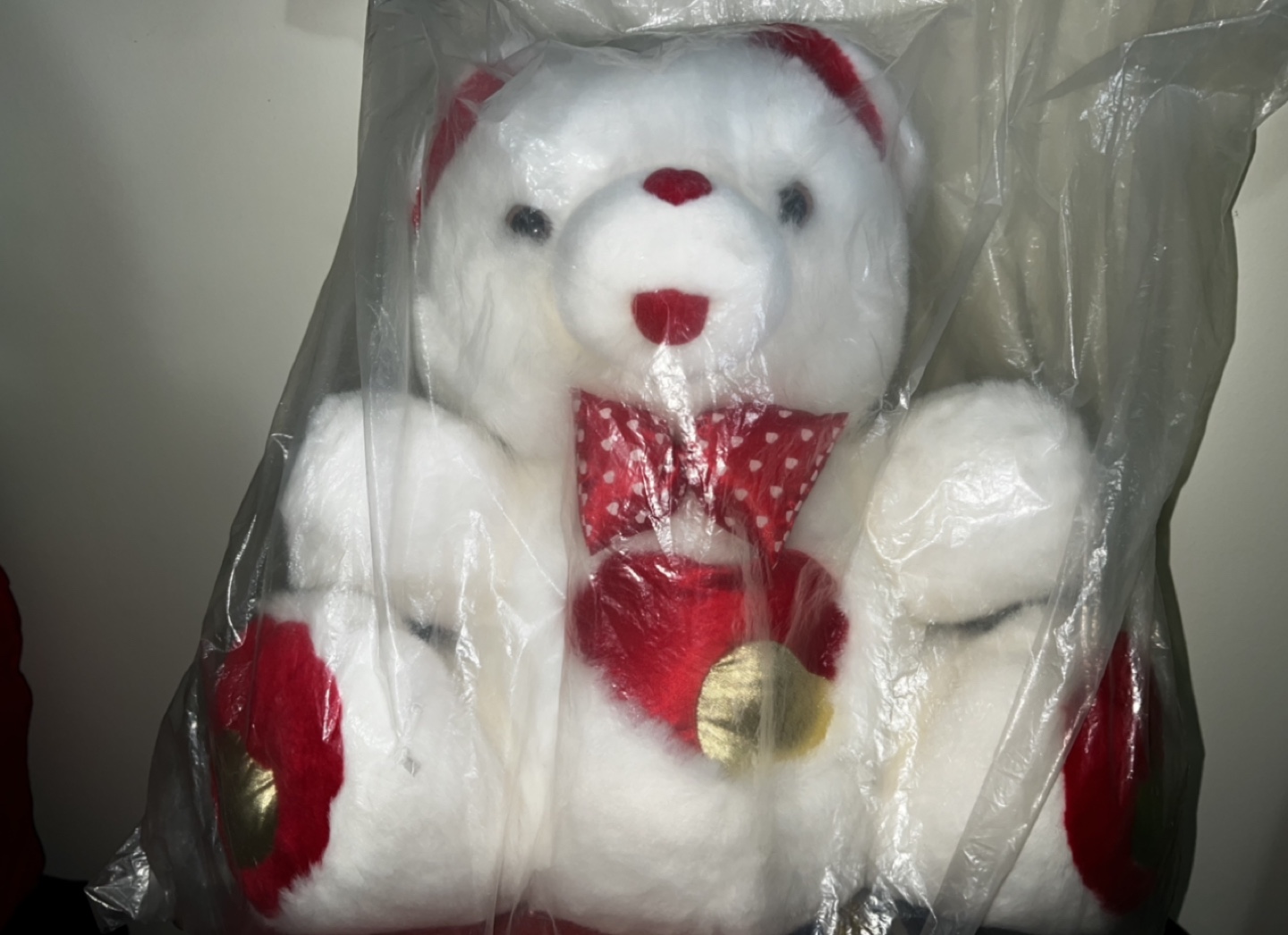 Brand New-White Plush Teddy Bear with Bow tie
