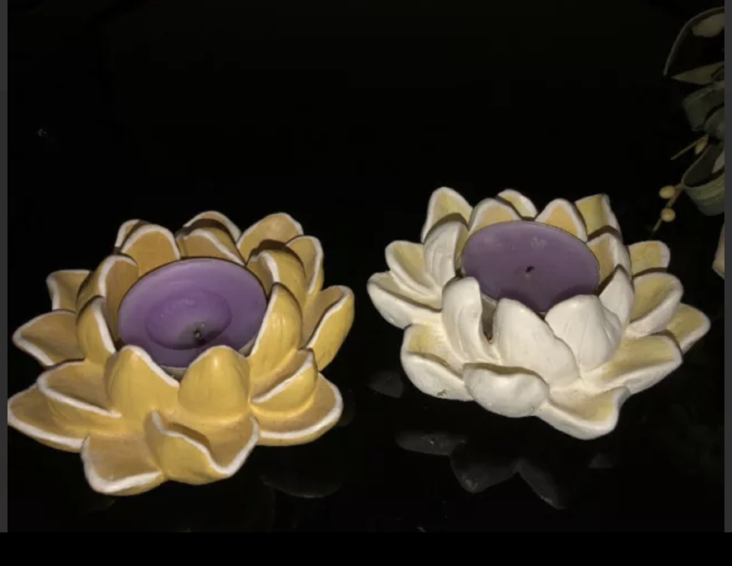 Lotus Flower Candle Holders - Set of 2