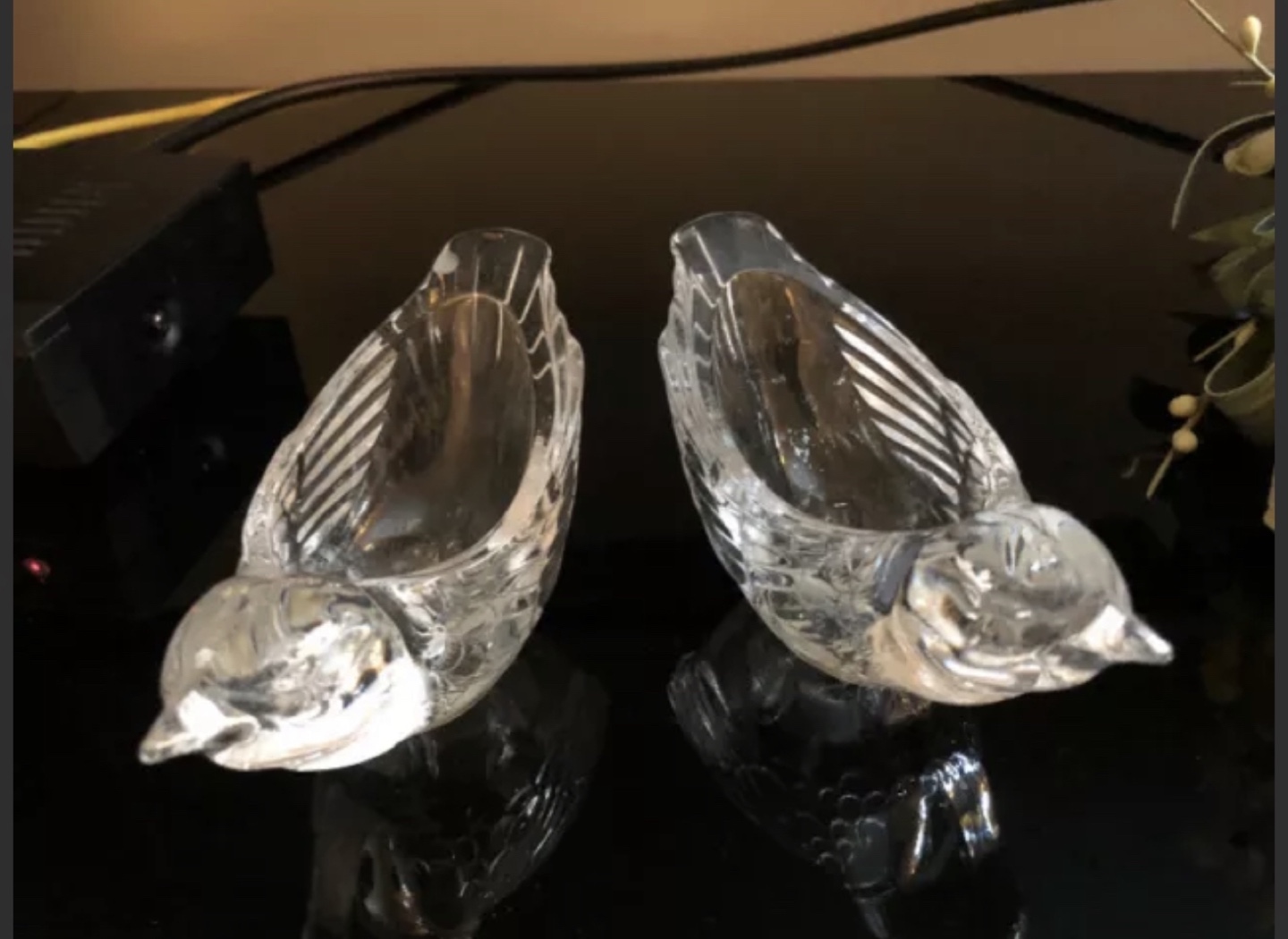 Crystal Bird Dishes/Candle Holders (Set of 2)