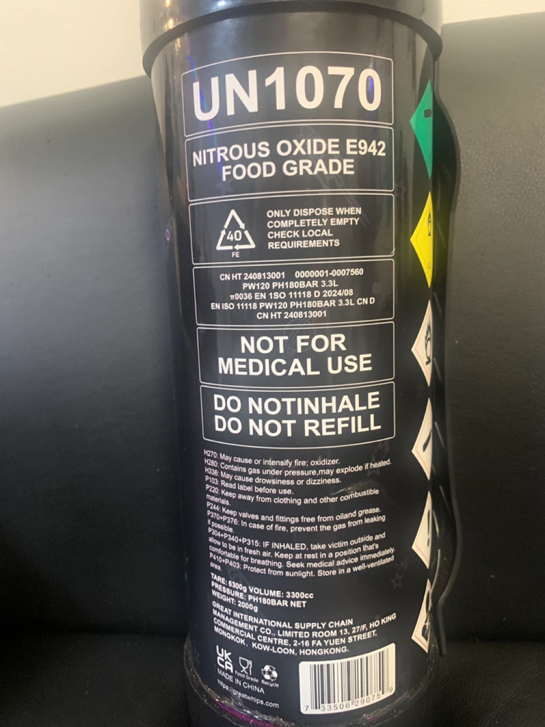 GreatWhip Max Nitrous Oxide Food Grade - photo 3