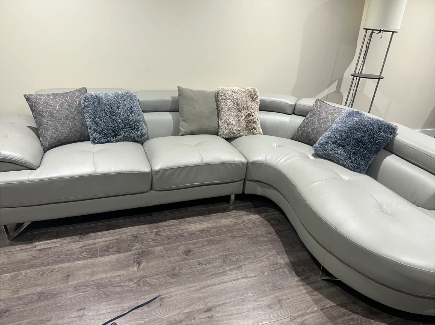 Grey Leather Sectional Sofa