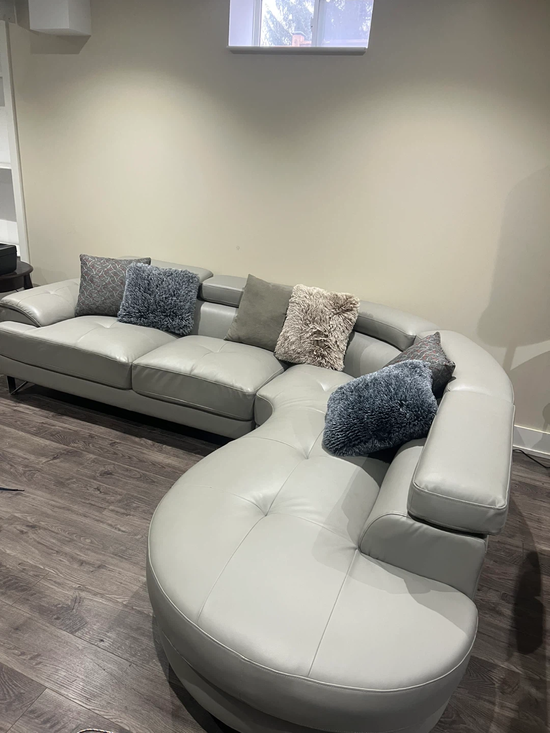 Grey Leather Sectional Sofa - photo 2