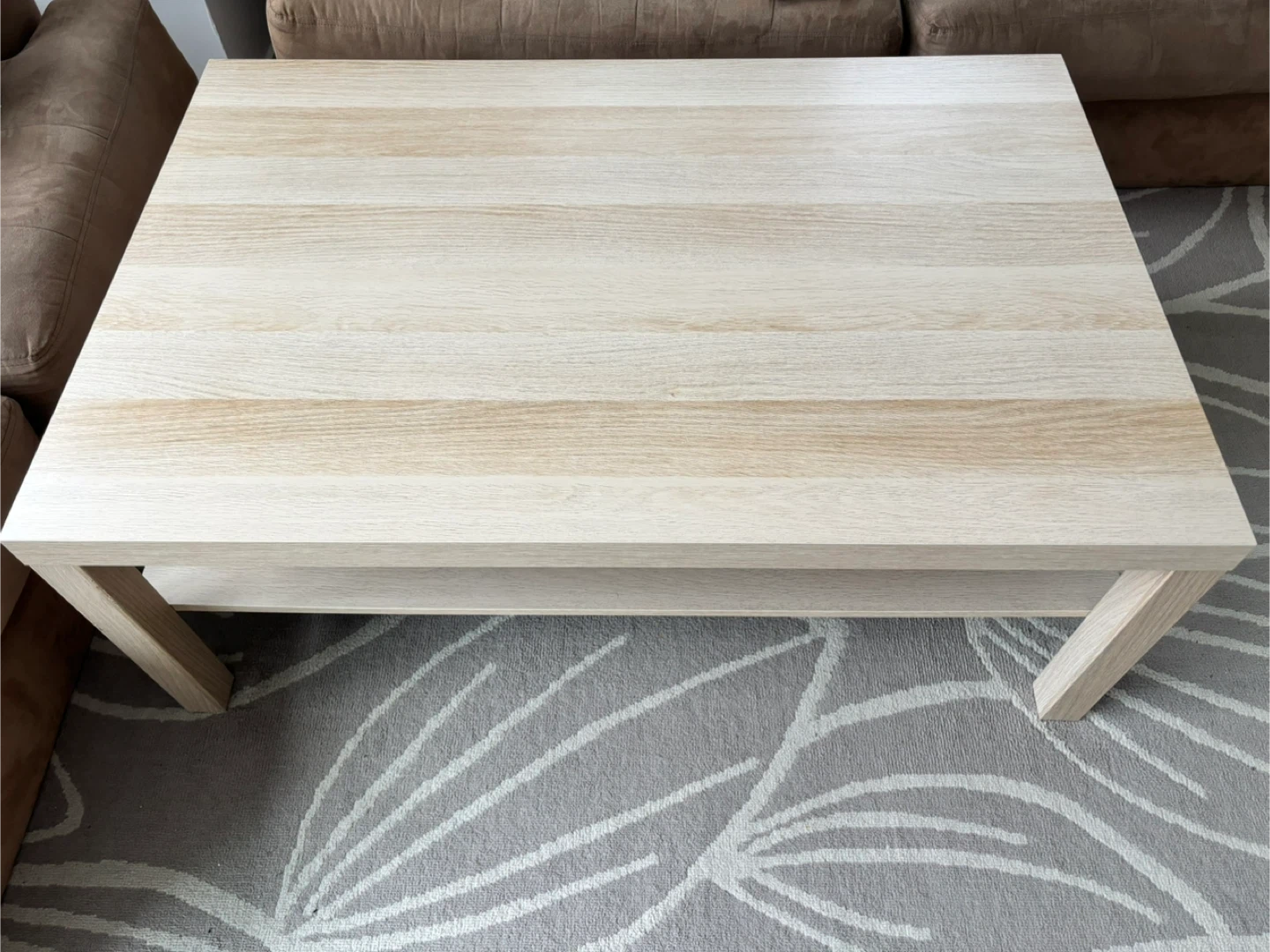 Light Wood Coffee Table with Shelf - photo 3